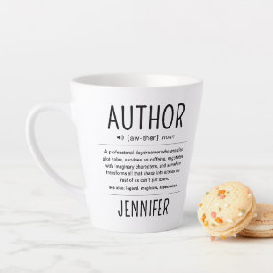 Caneca De Café Latte Definição de Escritor Autor Engraçada Personalizad