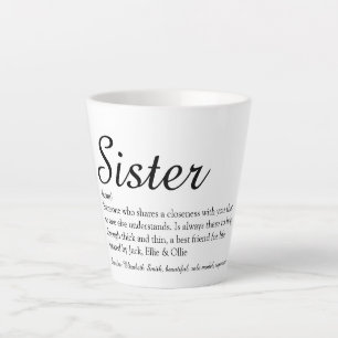 Caneca De Café Latte Definição de Melhor Irmã do Mundo Elegante Script
