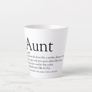 Caneca De Café Latte Definição de Tia Dizia Preto e Branco