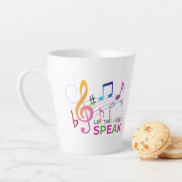 Caneca De Café Latte Deixe A Música Falar, Notas Musicais