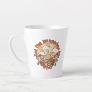 Caneca De Café Latte Deixe o sol em Groovy Daisy Hippie Flowers