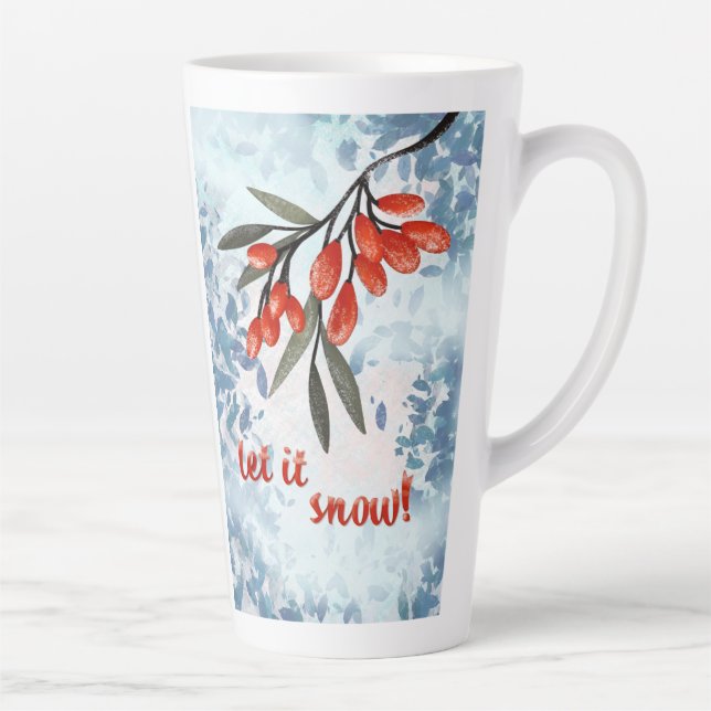 Caneca De Café Latte Deixem-no Snowberry - Cartão de Inverno Whimical (Direita)