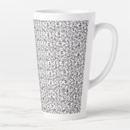 Caneca De Café Latte Delicar, repetindo padrão floral de cinzas leves e