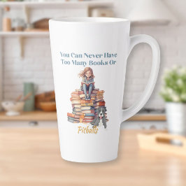 Caneca De Café Latte Demasiados livros ou Pitbulls