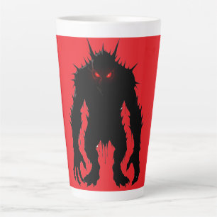 Caneca De Café Latte Demônio das Sombras Monstro Olhos Vermelhos Terror
