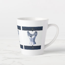 Caneca De Café Latte Denim Blue Vintage Bustier