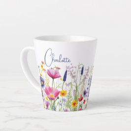 Caneca De Café Latte Denominação Personalizada Floral Colorida de Flor 