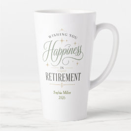 Caneca De Café Latte Desejando Felicidade Na Aposentadoria Personalizad
