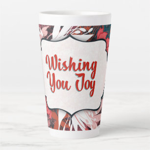 Caneca De Café Latte Desejando-lhe alegria - Parabéns Florais de invern