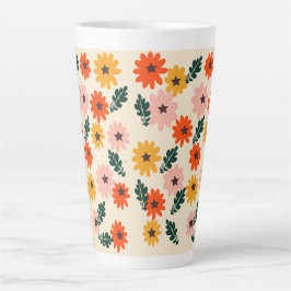 Caneca De Café Latte Desenhado Floral