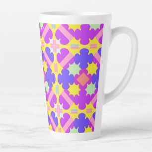 Caneca De Café Latte Desenho Abstrato Geométrico Colorido