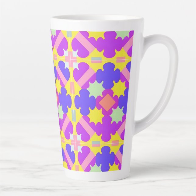 Caneca De Café Latte Desenho Abstrato Geométrico Colorido (Direita)
