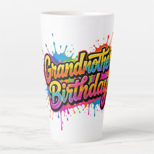 Caneca De Café Latte Desenho Colorido de Tinta Salpicada para Aniversár