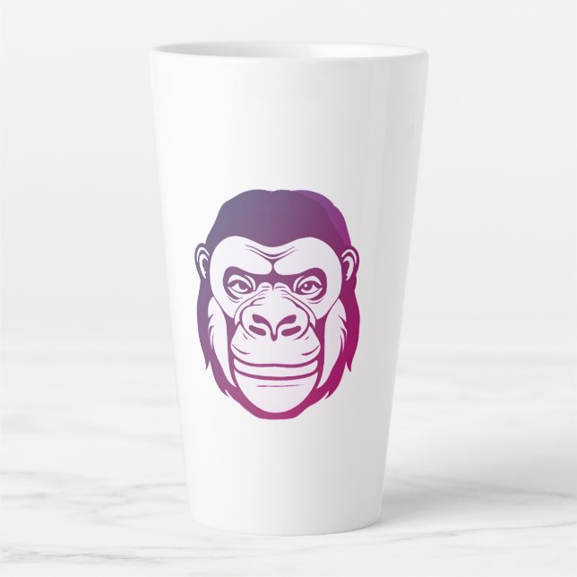 Caneca De Café Latte Desenho de desenhos animados de gorila (Frente)