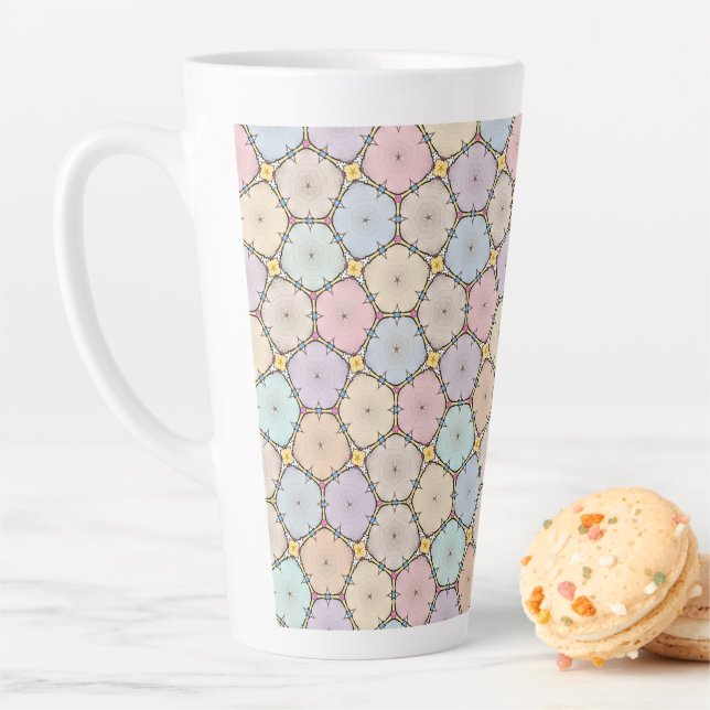 Caneca De Café Latte Desenho de fatias de madeira pastéis (In Situ)