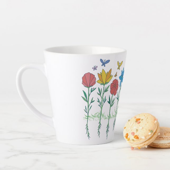 Caneca De Café Latte desenho de flores crescendo (In Situ)