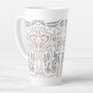 Caneca De Café Latte Desenho em estilo Art Nouveau de árvore de pássaro