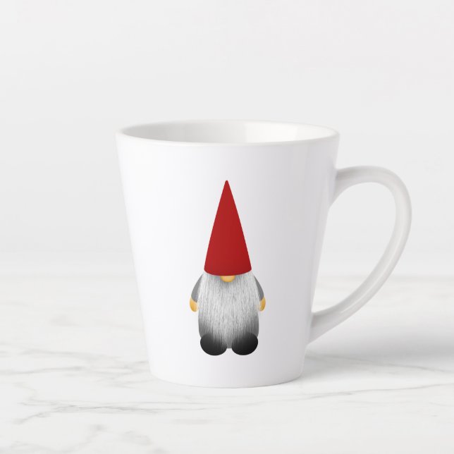 Caneca De Café Latte Desenho Gráfico de Gnomo de Chapéu Vermelho Encant (Direita)