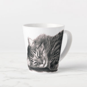 Caneca De Café Latte Desenho para dormir do gato-do-capim