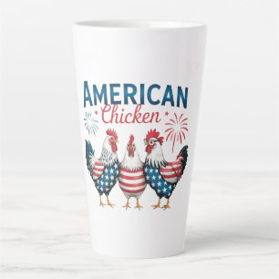 Caneca De Café Latte Desenho Patriótico Americano de Frango de 4 de Jul