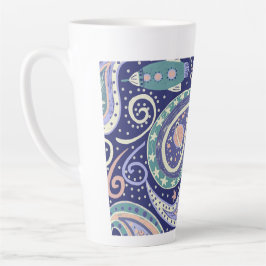 Caneca De Café Latte Desenho Retro da Galáxia Espacial