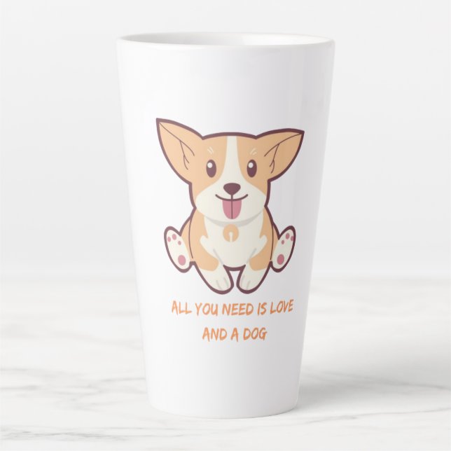 Caneca De Café Latte Desenhos Perfeitos para Amantes de Cães e Presente (Frente)