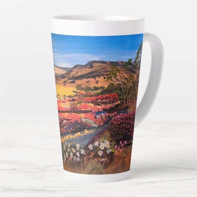 Caneca De Café Latte Desert Bloom, por Gary Poling (Ângulo direito)