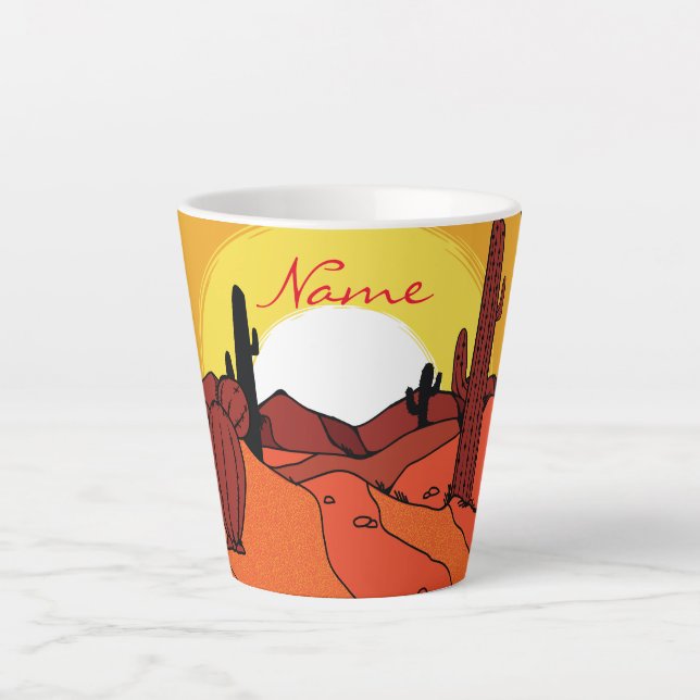Caneca De Café Latte Desert Cactus Sunset Thunder_Cove (Frente)