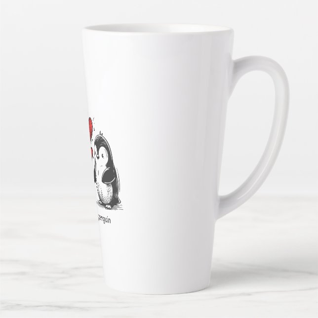 Caneca De Café Latte Desfile de Amor de Pinguins (Direita)