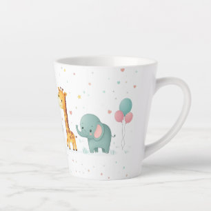 Caneca De Café Latte Desfile de animais de desenho animado em Pastel - 