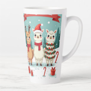 Caneca De Café Latte Desfile de Lhamas de Natal