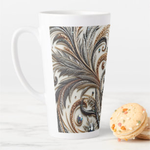 Caneca De Café Latte Design Barroco Glamoroso com Glitter e Pedras Gama