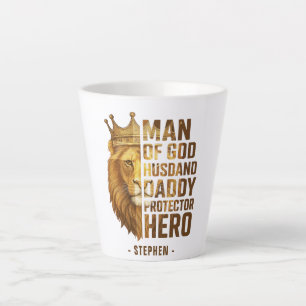 Caneca De Café Latte Design da Coroa de Leão de Deus - Marido, Pai
