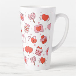 Caneca De Café Latte Design de Amor Moderno Feliz Dia dos Namorados Cor