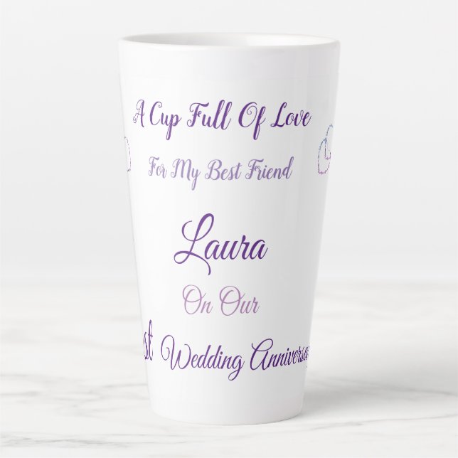 Caneca De Café Latte Design de aniversário de 1rua personalizado (Frente)