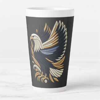 Caneca De Café Latte Design de bordado de águia majestosa | Patriótico 