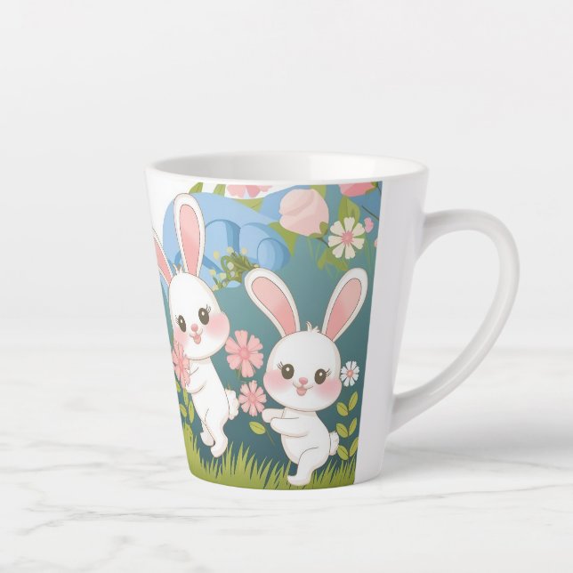 Caneca De Café Latte Design de celebração de Páscoa de encantamento (Direita)