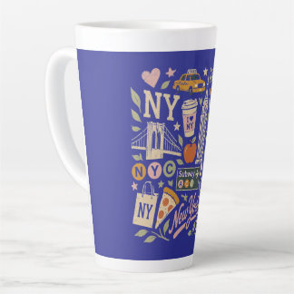Caneca De Café Latte design de colagem retrô ny