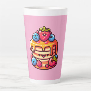 Caneca De Café Latte Design de Comida de café da manhã de Kawaii Pancak