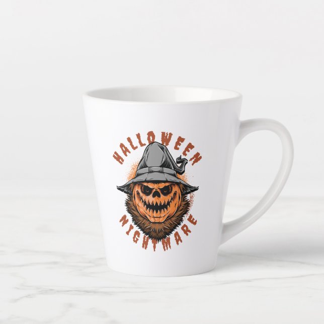 Caneca De Café Latte Design de Espantalho de Abóbora de Halloween (Direita)