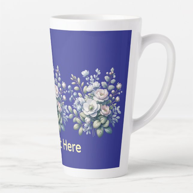 Caneca De Café Latte design de flor personalizado (Direita)