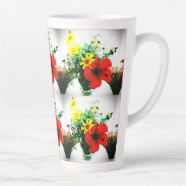 Caneca De Café Latte design de flores impressionistas
