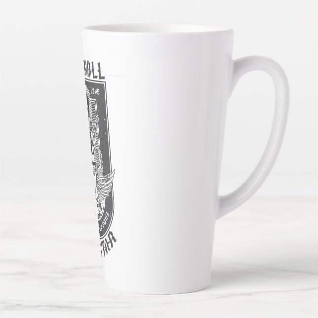 Caneca De Café Latte Design de Guitar Rock (Direita)
