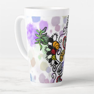 Caneca De Café Latte design de linha colorida,