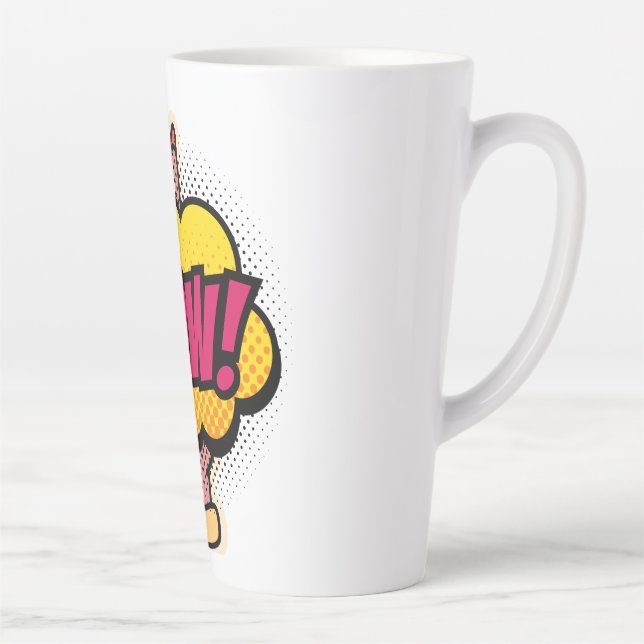 Caneca De Café Latte design de logotipo "Wow" (Direita)