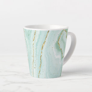 Caneca De Café Latte design de mármore líquido pintado com mão elegante
