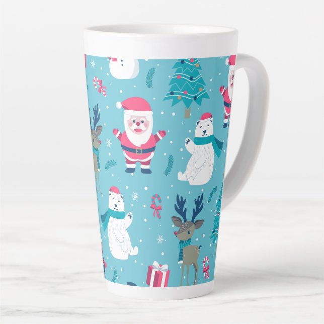 Caneca De Café Latte Design de Natal (Ângulo direito)