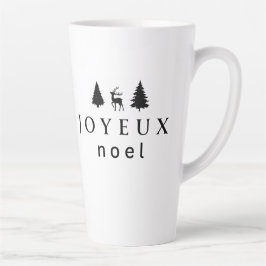 Caneca De Café Latte Design de Natal de Joyeux Noel com Flocos de Neve
