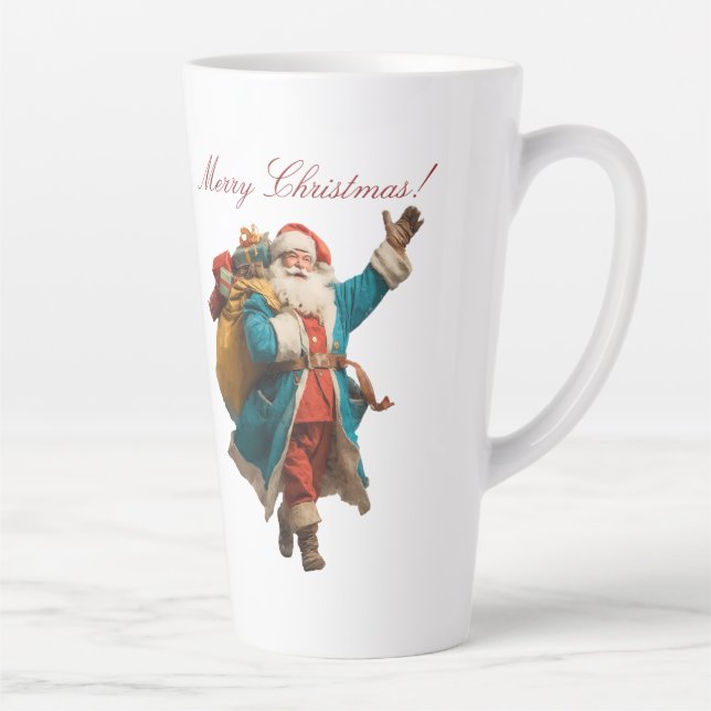 Caneca De Café Latte Design de Natal Personalizado com Papai Noel Vinta (Direita)