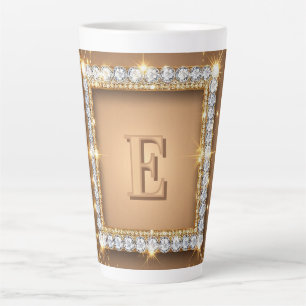 Caneca De Café Latte ✨ Design de Nome Personalizado com Monograma de Di